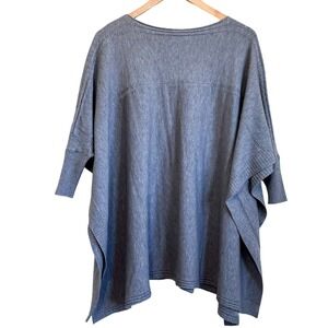 Sisters Womens Lagenlook Shirt Sweater Poncho Size O/S Gray Boxy Oversized Artsy